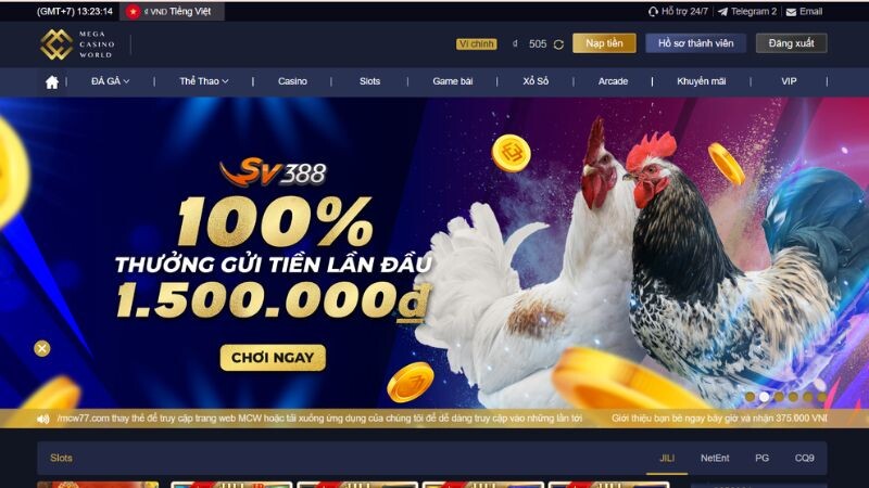 Mega casino world - Đỉnh cao của cá cược đá gà trực tiếp thomo